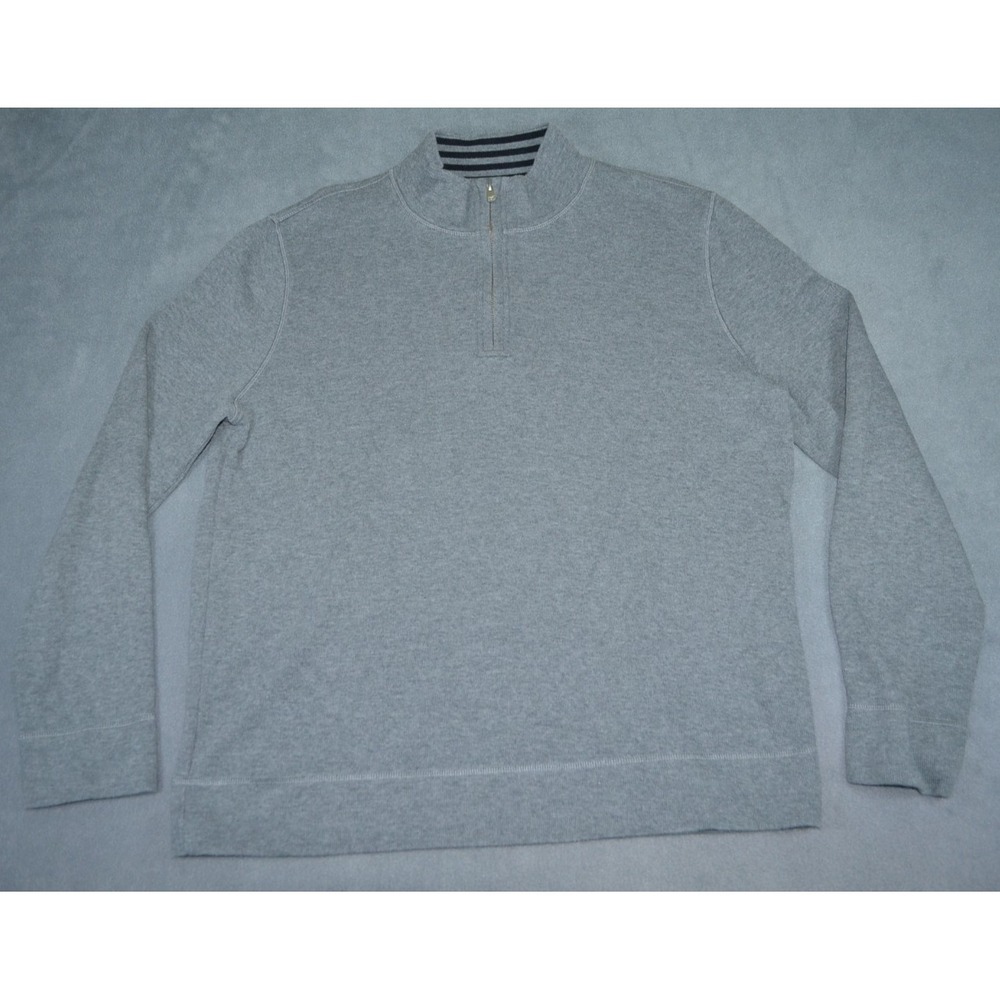 Faconnable Sweater Mens Large Gray 1/4 Zip Pullover Casual Cotton Knit